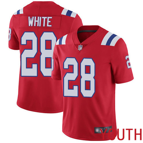 New England Patriots Football 28 Vapor Untouchable Limited Red Youth James White Alternate NFL Jersey